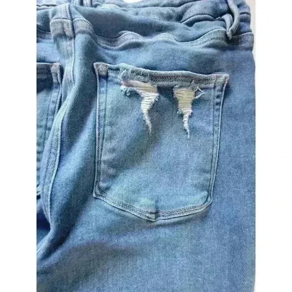 Good American High Rise Jeans Good Waist Distressed Indigo #GW731T Size 15/26 - Picture 6 of 16